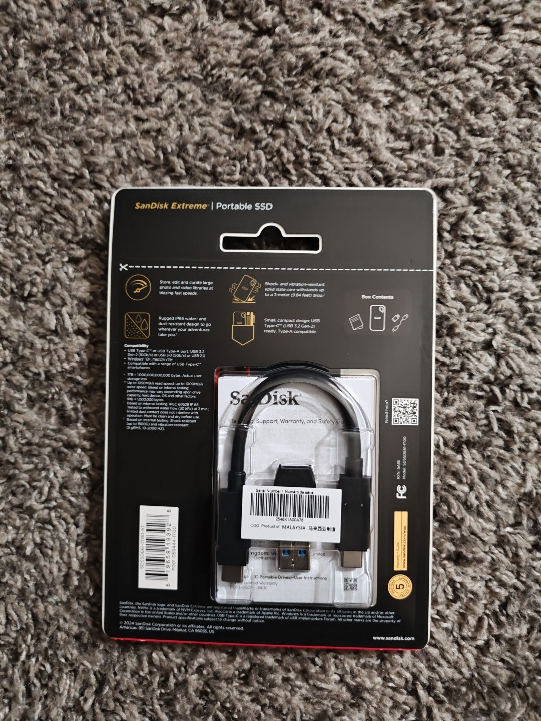 سانديسك اكستريم SSD محمول V2 1 تيرابايت